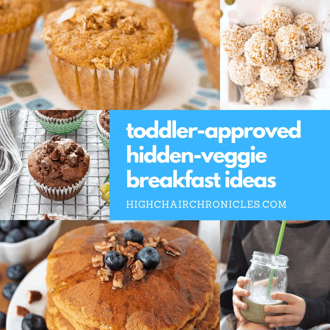 collage image of toddler friendly breakfast ideas