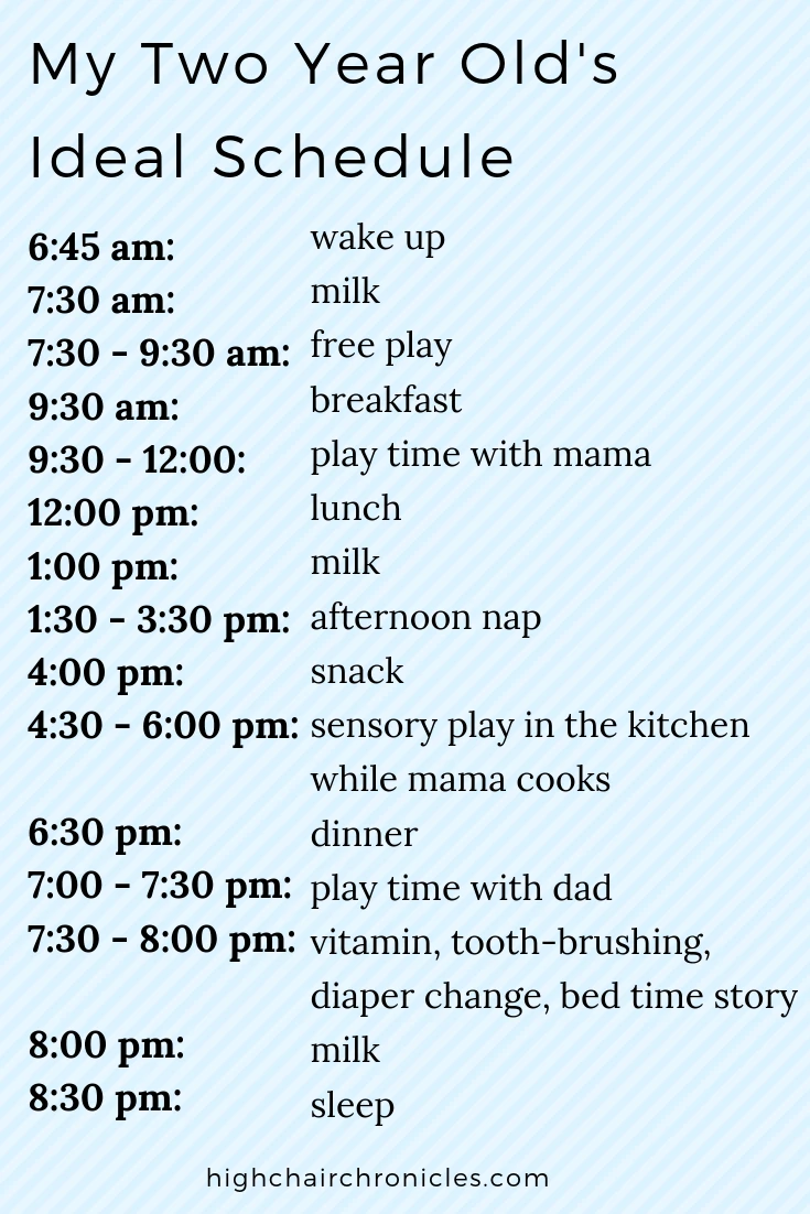 ideal schedule for a 2 year old 