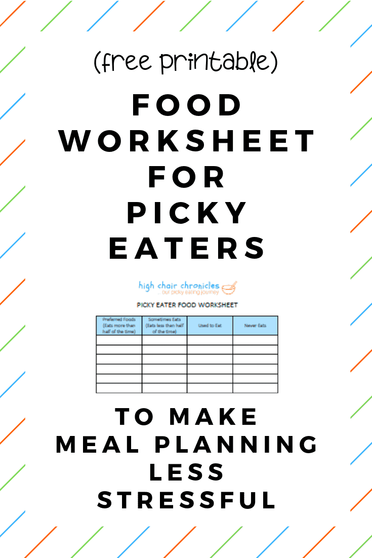 free printable picky eater food worksheet pinterest image