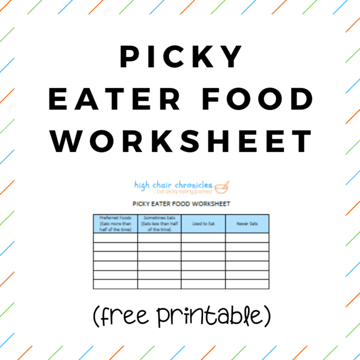 picky eater food worksheet printable