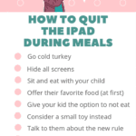 graphic of parenting tips: how to quit screen time during meals