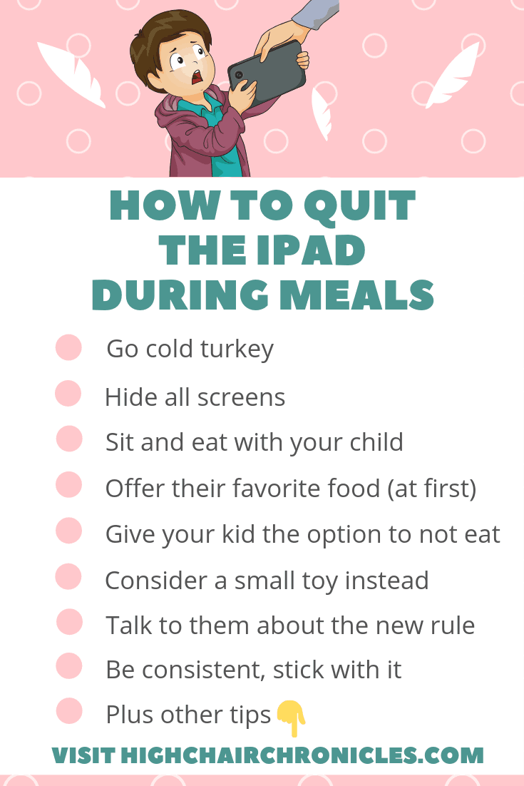graphic of parenting tips: how to quit screen time during meals