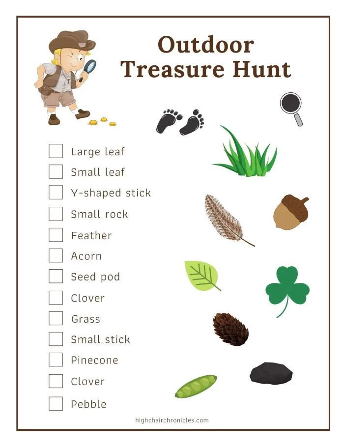 outdoor treasure hunt list printable