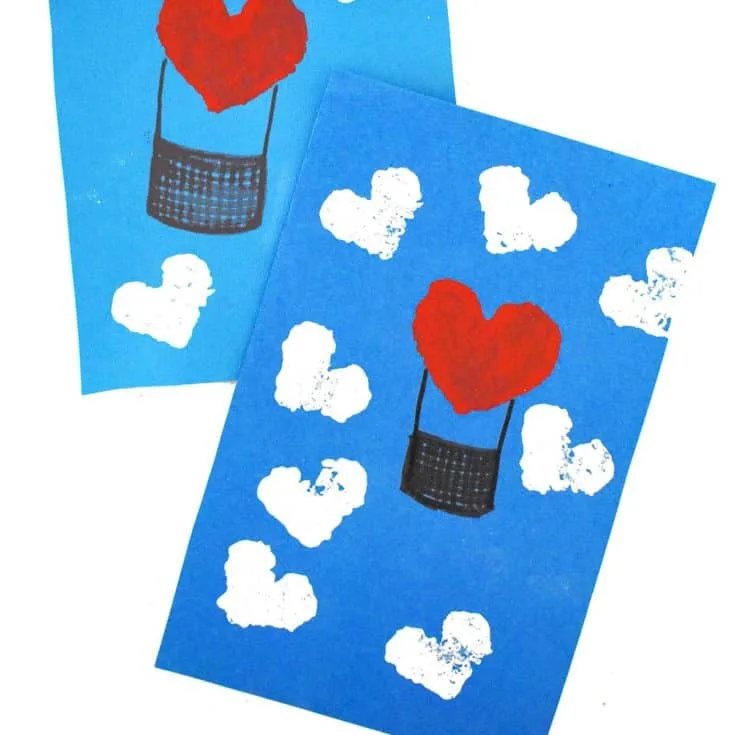 hot air balloon Valentine's Day craft for toddlers