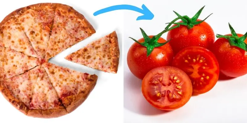 food chaining graphic - pizza to tomatoes