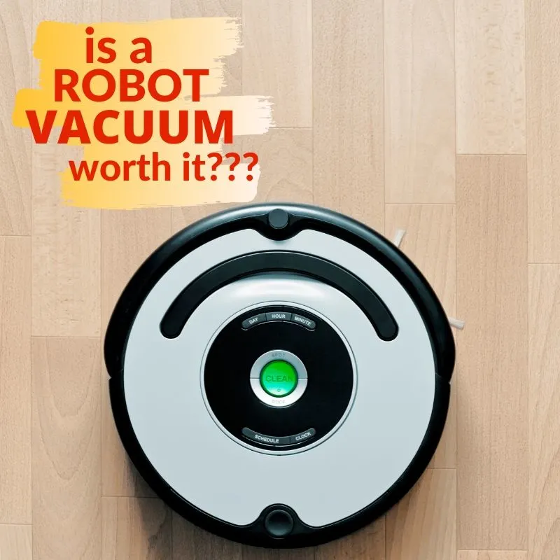 graphic with a robot vacuum on it