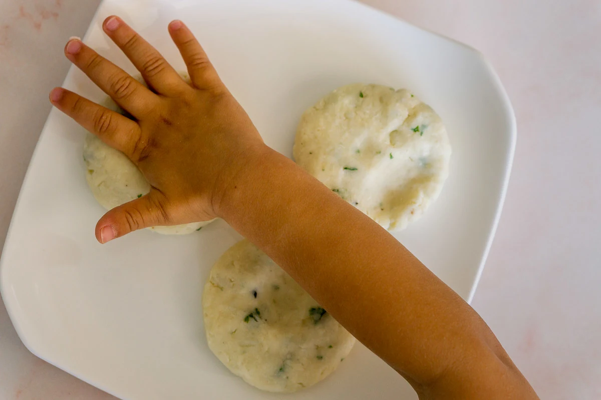 cooking with toddlers - making mashed potato fritters