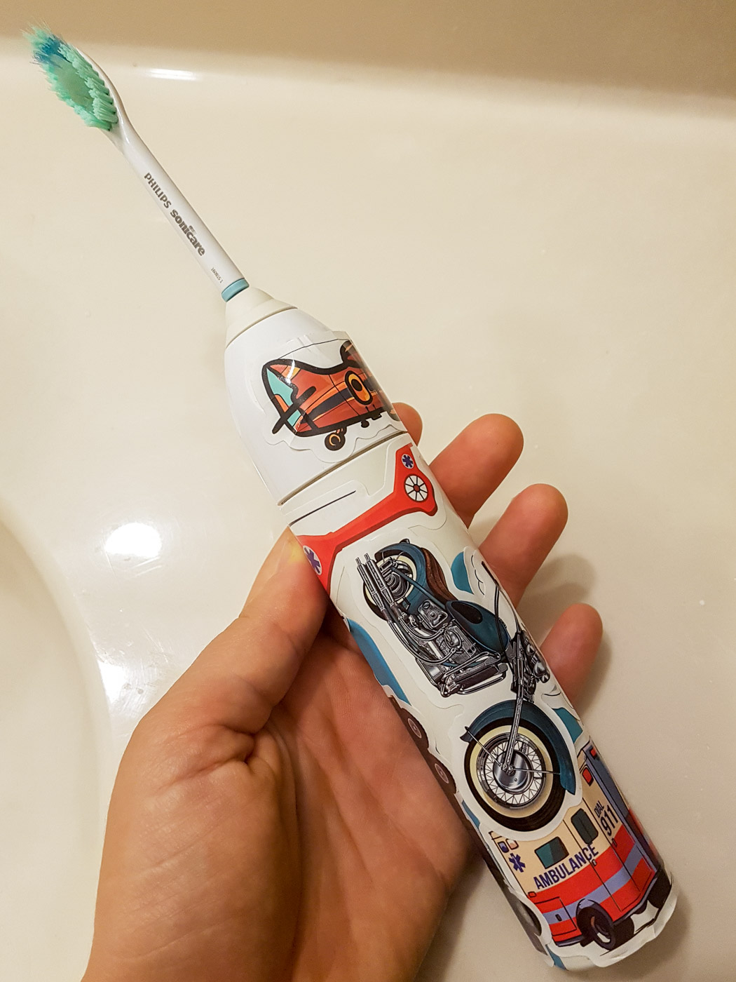 toothbrush with vinyl stickers for toddler