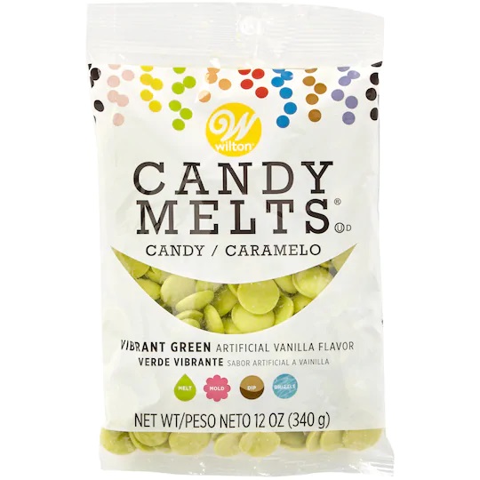 Vibrant green candy melts (from Michaels)