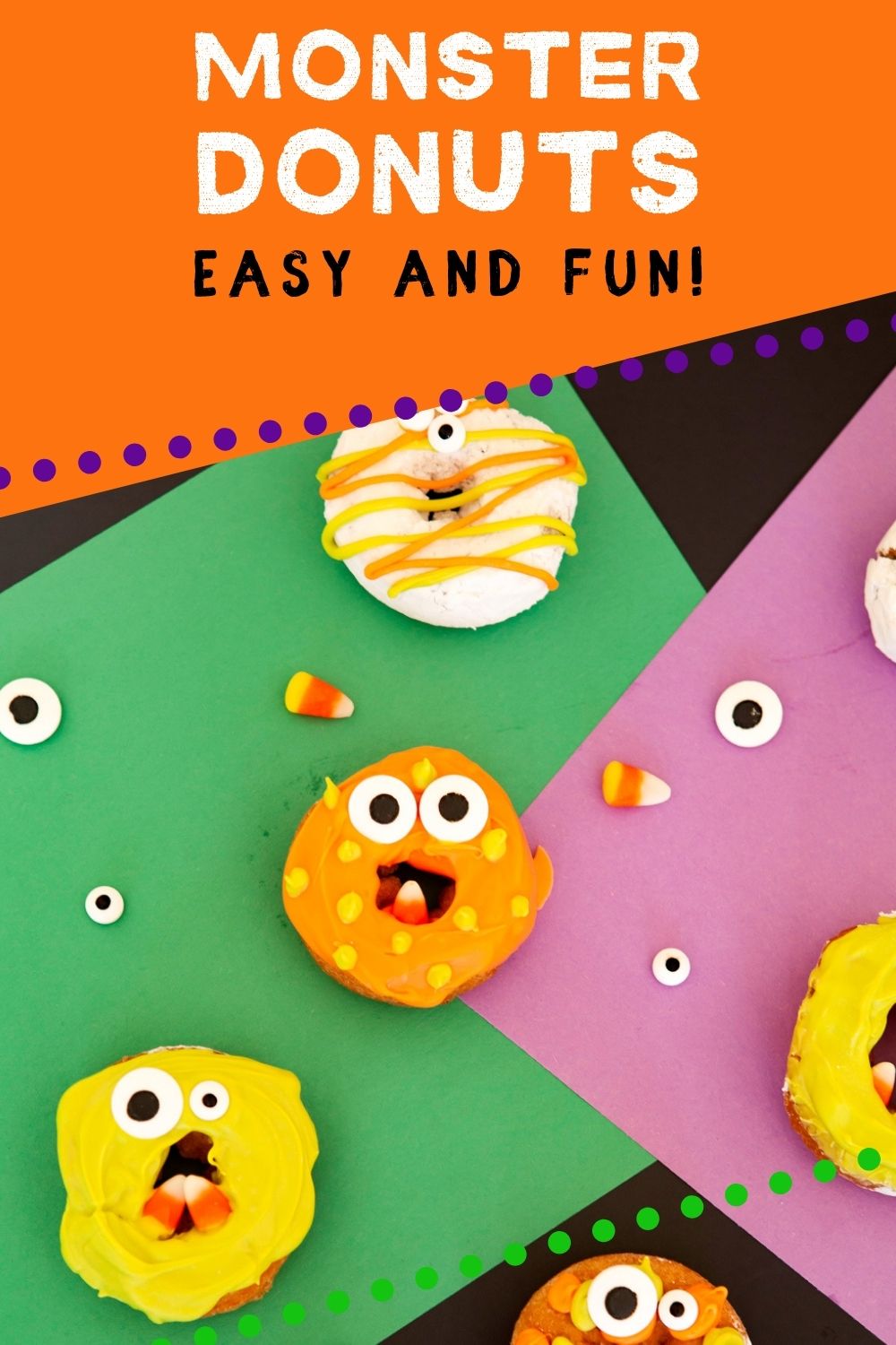 pinnaple image of monster donuts on colorful construction paper