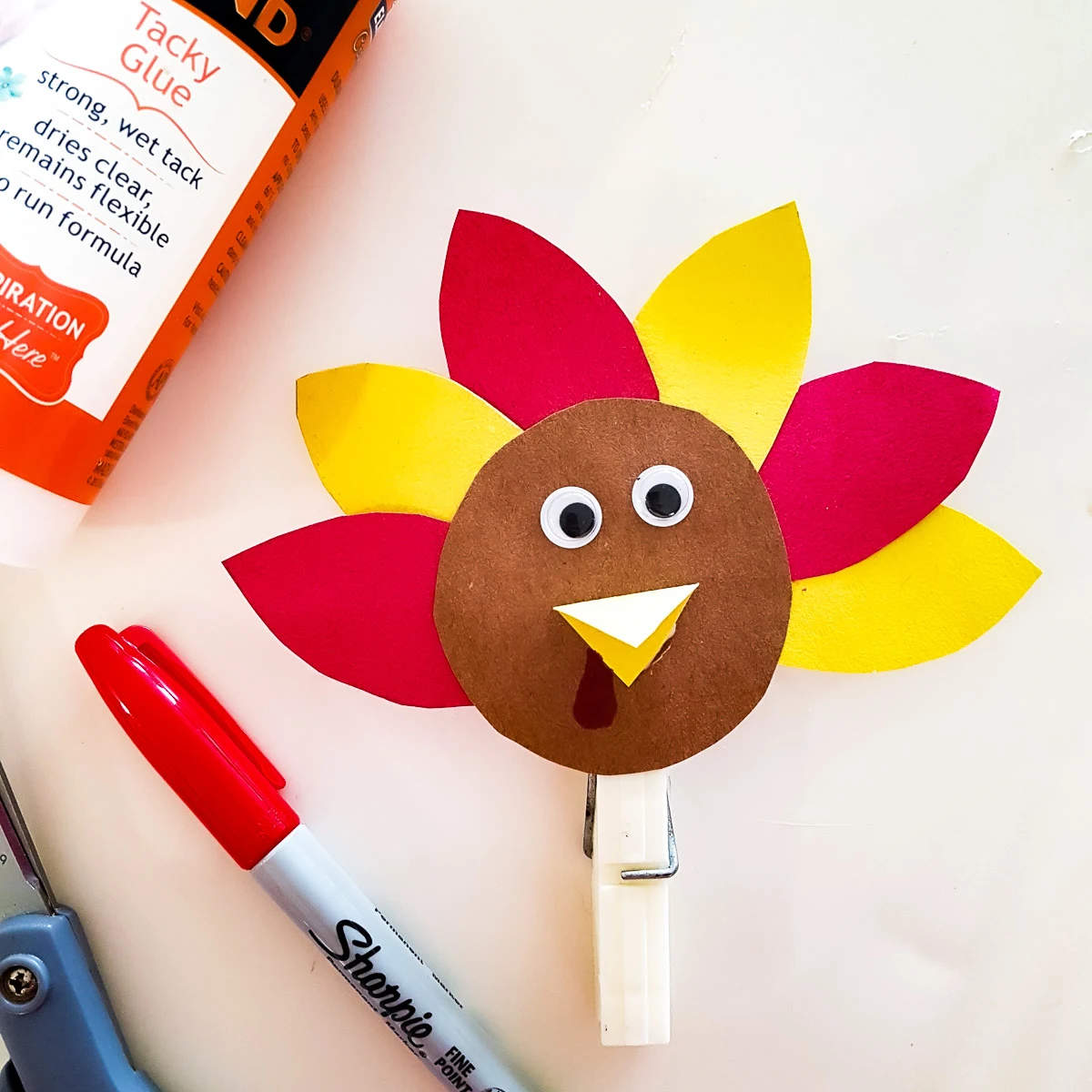 clothespin turkey craft - thanksgiving toddler activity