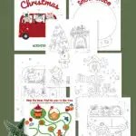 collage of free printable christmas activities for toddlers