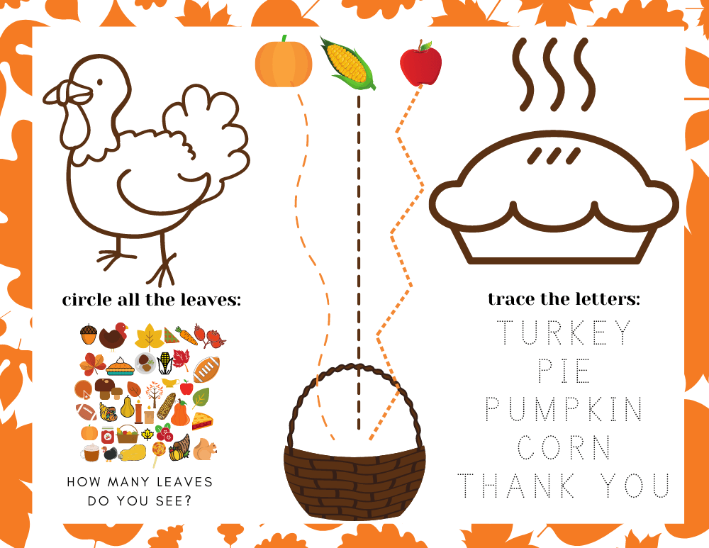 Printable Thanksgiving placemat