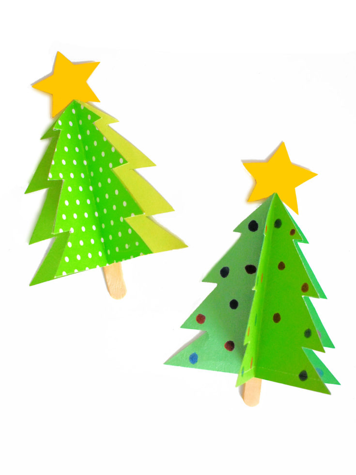 2 paper christmas trees - craft for toddlers