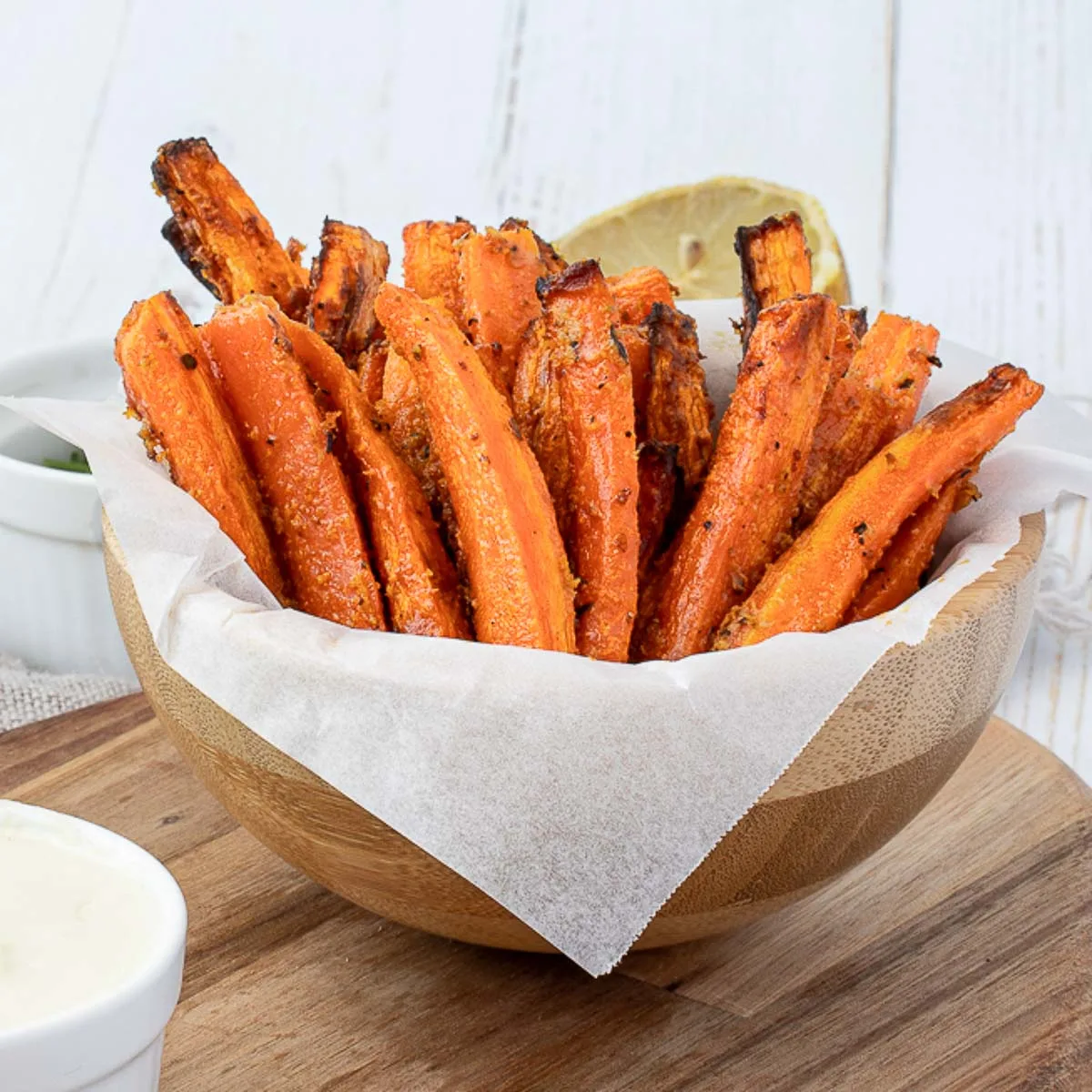 Bowl of carrot fries.