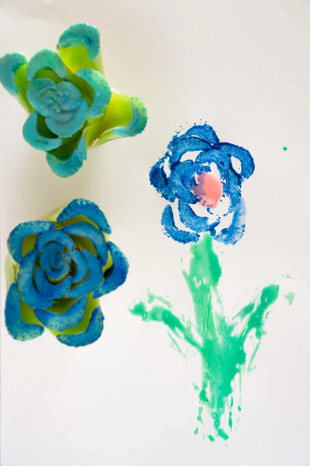 Toddler art made with celery printing.
