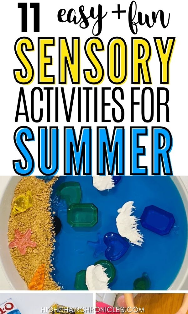 Pinnable image of 11 summer sensory activities.
