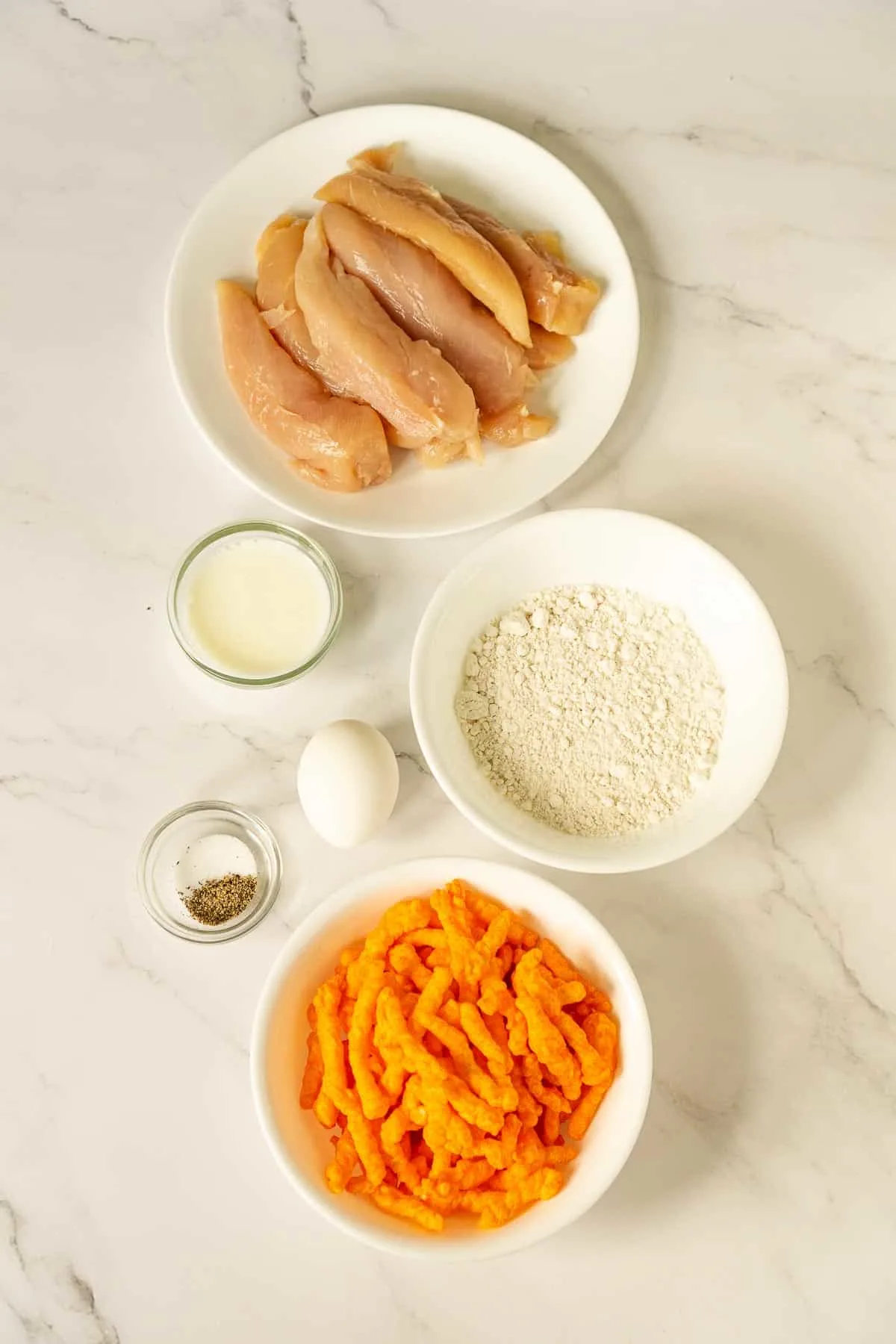 Ingredients for Cheetos crusted chicken tenders
