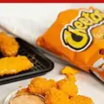 Pinterest image with text: Crispy cheetos nuggets - air fryer or baked