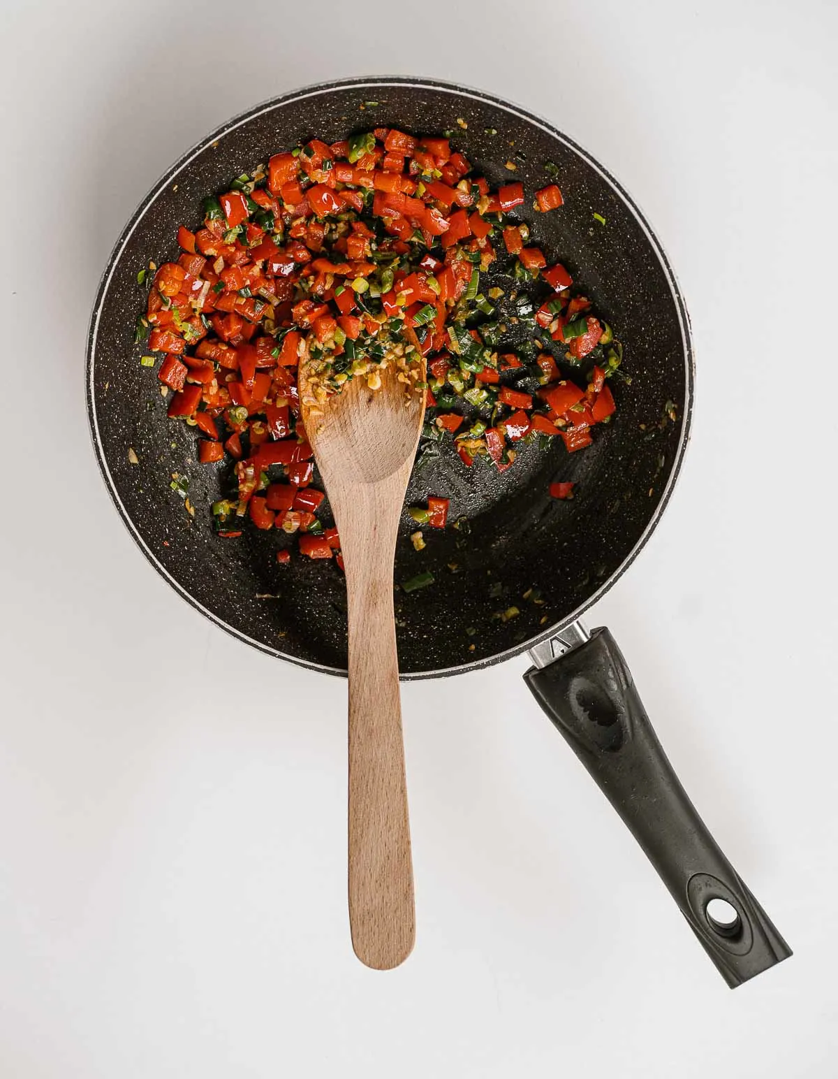 Sauteing veggies in a pan