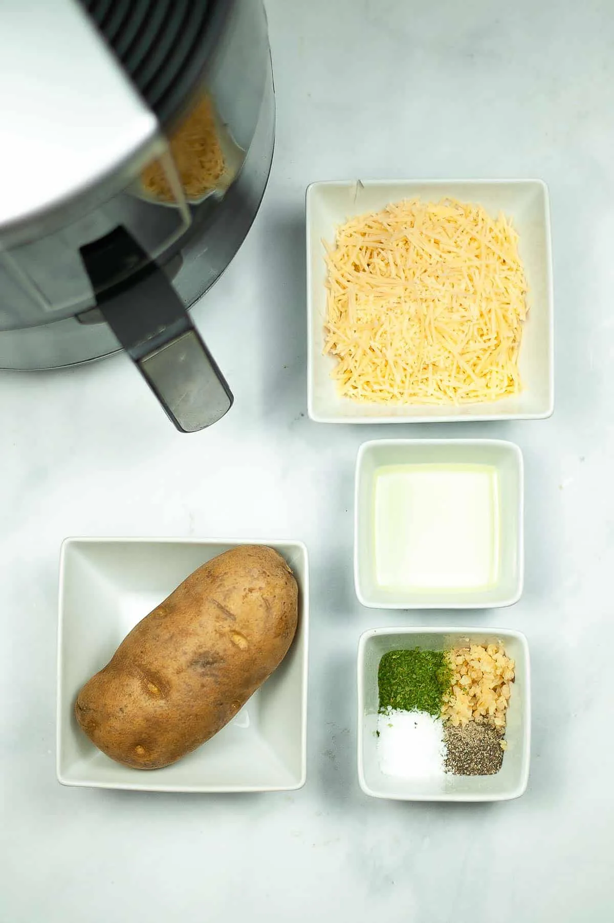 Ingredients to make garlic Parmesan fries in the air fryer