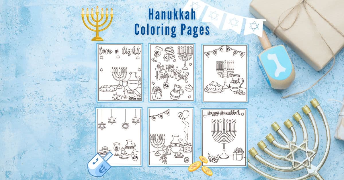 Image with text: Hanukkah Coloring Pages